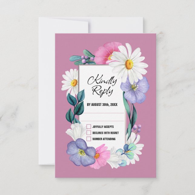 Boda floral colorida RSVP (Anverso)