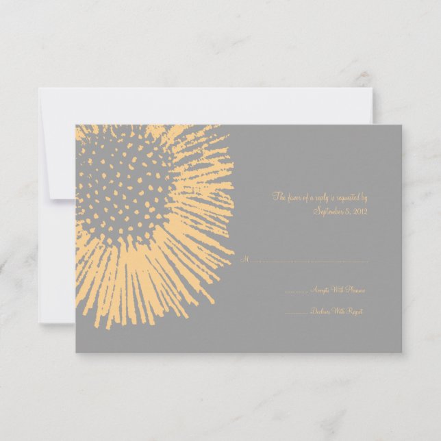 Boda floral con abstrato amarillo y gris RSVP (Anverso)
