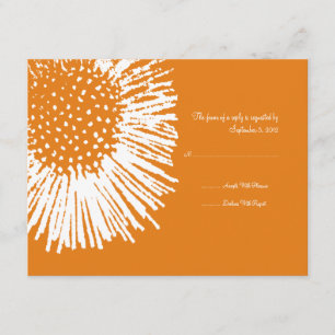 Boda floral con abstrato de naranja y blanco RSVP