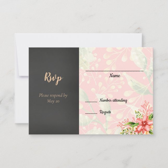 Boda floral coral RSVP (Anverso)