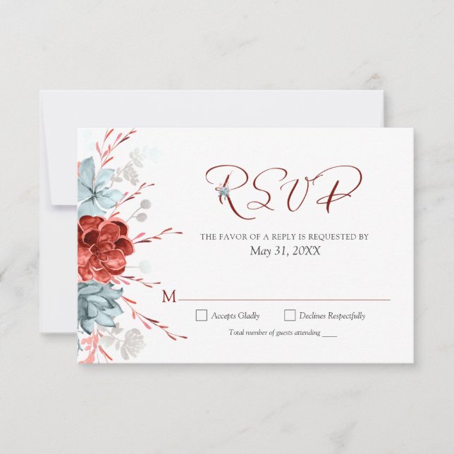Boda floral coral RSVP (Anverso)