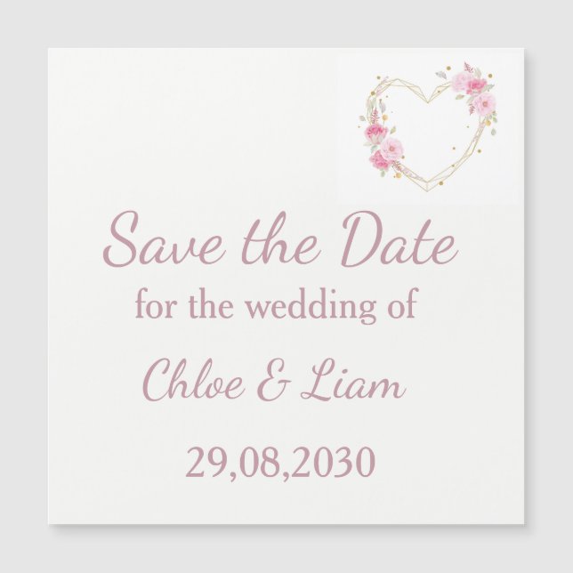 Boda Floral Corazón Rosa Acuarela (Anverso)