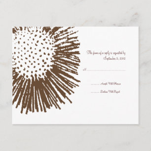 Boda floral de abstrato marrón y blanco RSVP
