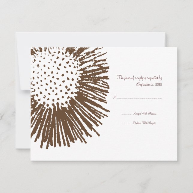 Boda floral de abstrato marrón y blanco RSVP (Anverso)