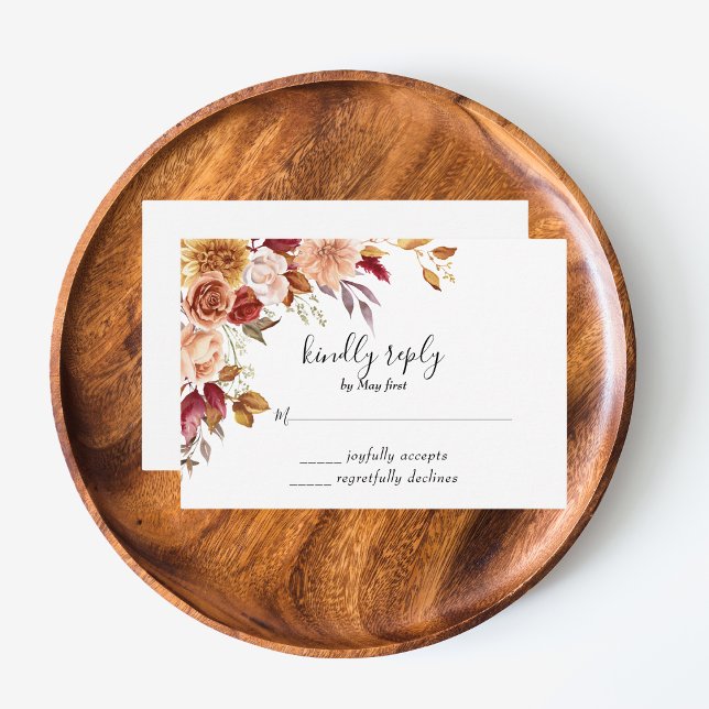 Boda floral de acuarela de otoño RSVP (Elegant Autumn Watercolor Floral Wedding Party Supplies)