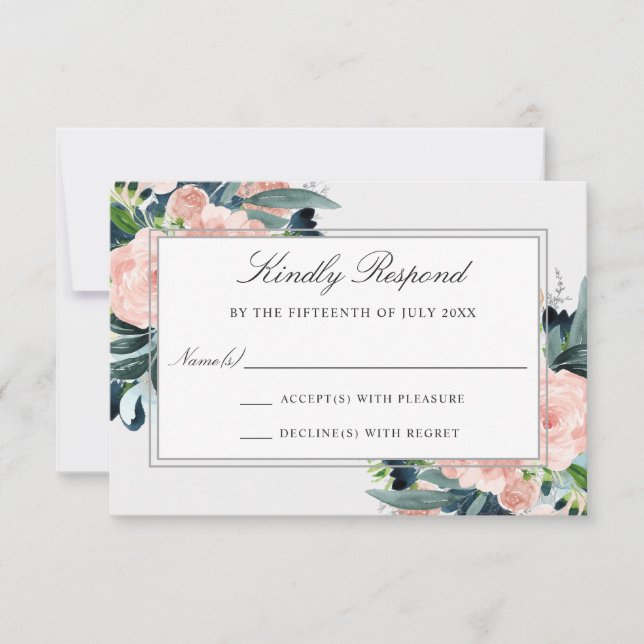Boda floral de acuarela encantada RSVP (Anverso)