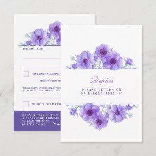 Boda floral de anémona blanca púrpura respuesta QR