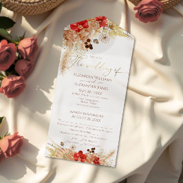 Boda Floral De Boho Dorado Todo En Una Invitación