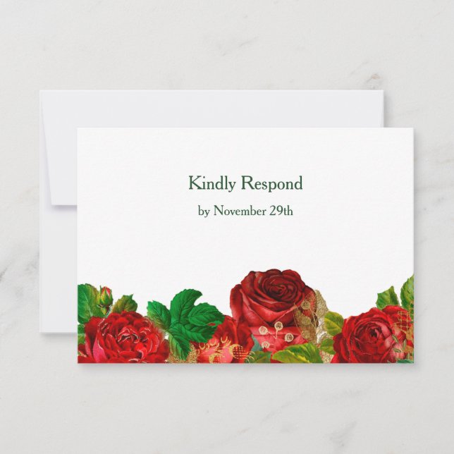 Boda floral de borde de rosas rojas RSVP (Anverso)