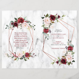 Boda floral de Borgoña Programa 1/2 páginas