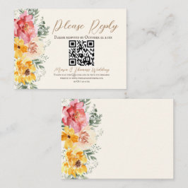 Boda floral de caída Código QR Tarjeta de cierre R