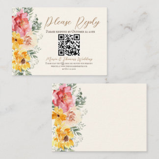 Boda floral de caída Código QR Tarjeta de cierre R