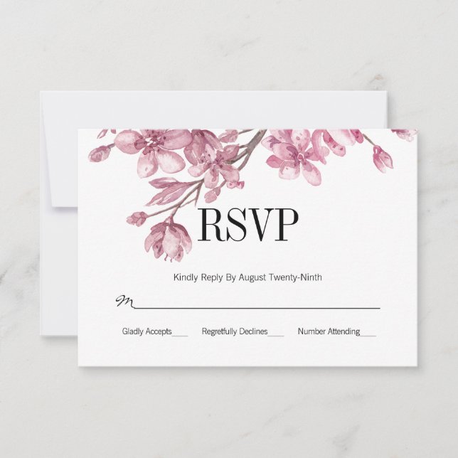 Boda Floral de Cerezo Rosa RSVP (Anverso)