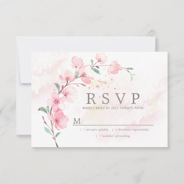 Boda Floral de Cerezo Rosa RSVP (Anverso)