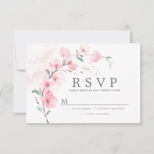 Boda Floral de Cerezo Rosa RSVP (Anverso)