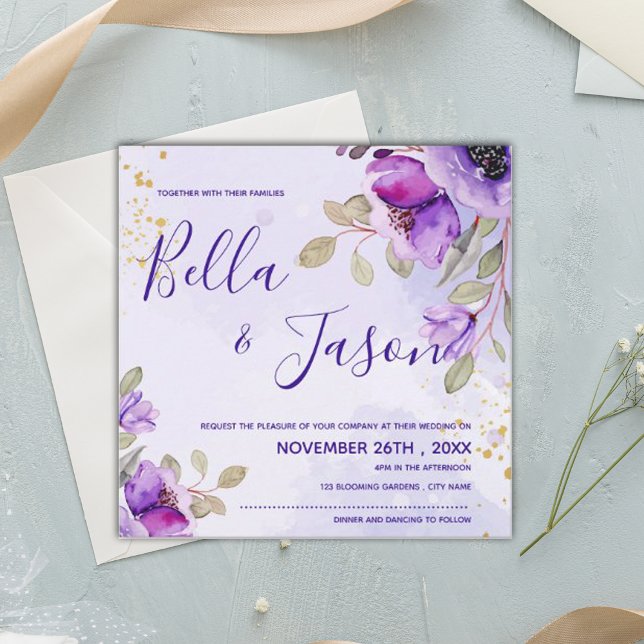 Boda floral de color azul morado bonito (Subido por el creador)