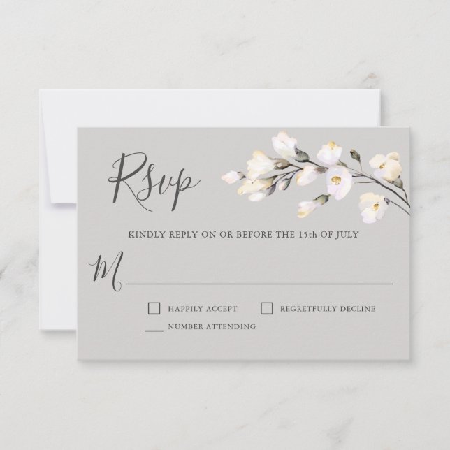 Boda floral de color blanco RSVP (Anverso)