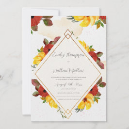 Boda floral de color de agua rojo amarillo bonito