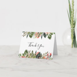 Boda floral de coral bohemio Foto Tarjeta de agrad