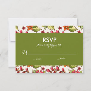 Boda floral de coral y verde RSVP