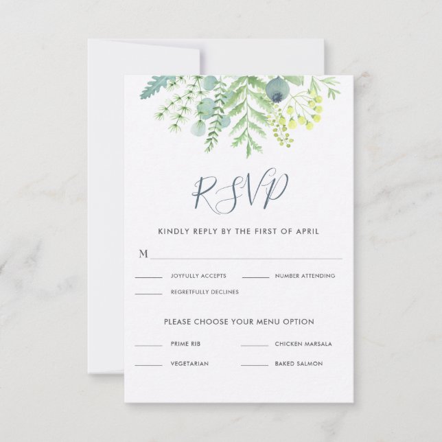 Boda floral de Eucalyptus Berry Fall RSVP (Anverso)
