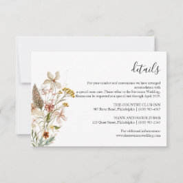 Boda floral de flor salvaje Tarjeta de detalles