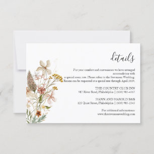 Boda floral de flor salvaje Tarjeta de detalles
