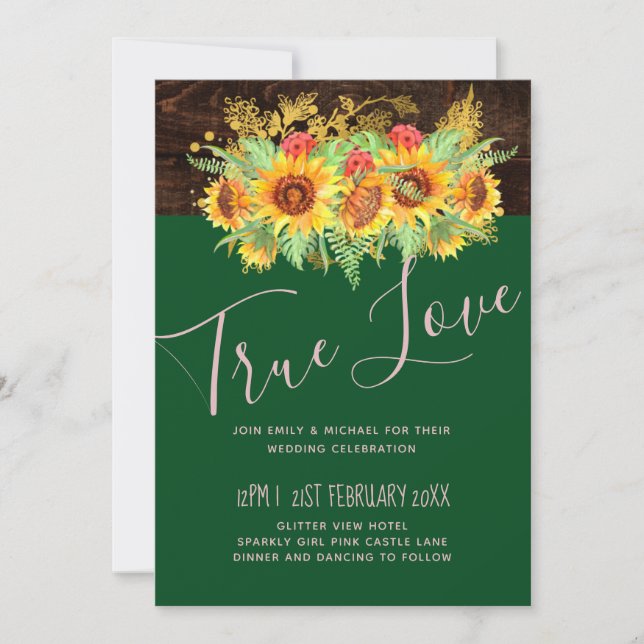 Boda floral de girasoles de verano rústico presupu (Anverso)