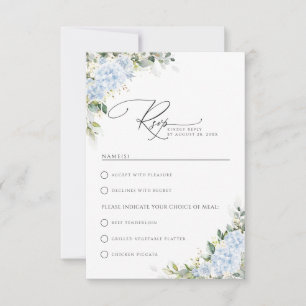 Boda floral de Hortensias Azules con RSVP de elecc