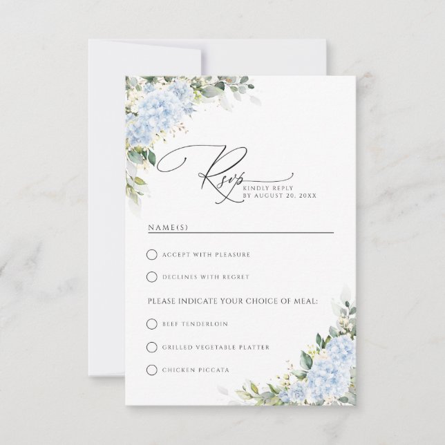 Boda floral de Hortensias Azules con RSVP de elecc (Anverso)