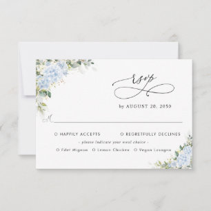 Boda floral de Hortensias Azules con RSVP de elecc