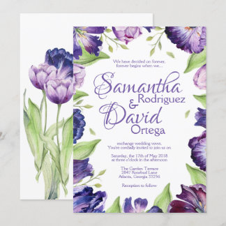 Boda Floral de invitación a bodas tulipanas morada