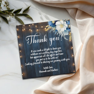 Boda Floral de Madera Azul Nota de agradecimiento