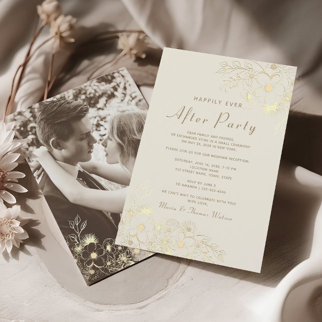 Boda floral de marfil dorado después de invitación (Subido por el creador)