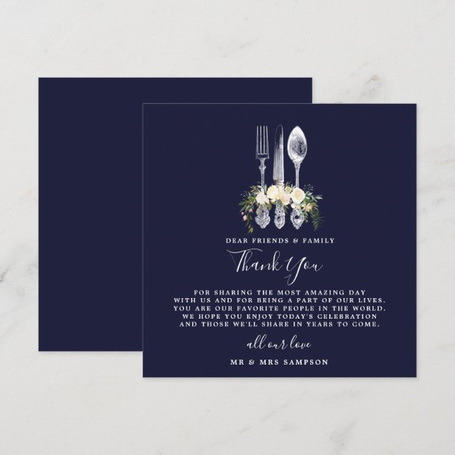 boda floral de marina gracias tarjeta de recepción (Anverso / Reverso)