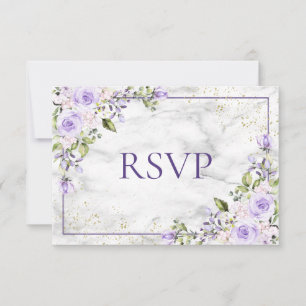 Boda Floral de Mármol de Oro Lilac Lavender RSVP