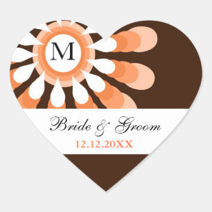 Boda floral de moda Monograma Pegatinas del corazó