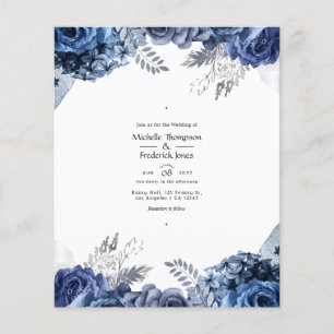 Boda floral de Navy y Blanco con Hojas de Plata