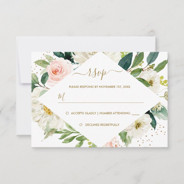 Boda floral de oro de Rubor botánica RSVP (Anverso)