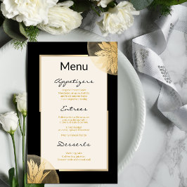 Boda floral de oro moderno menú Dusty Blue