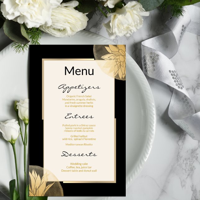 Boda floral de oro moderno menú Dusty Blue (Subido por el creador)