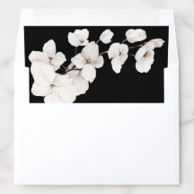 Boda floral de orquídea blanca negra moderna