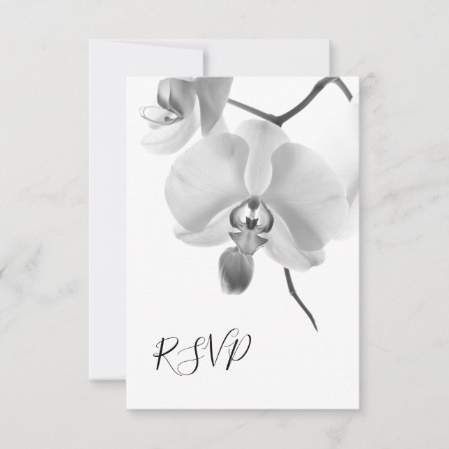 Boda floral de orquídeas negras y blancas RSVP (Anverso)