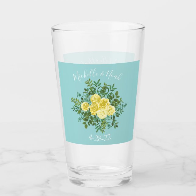 Boda floral de primavera amarilla y Aqua (Anverso)
