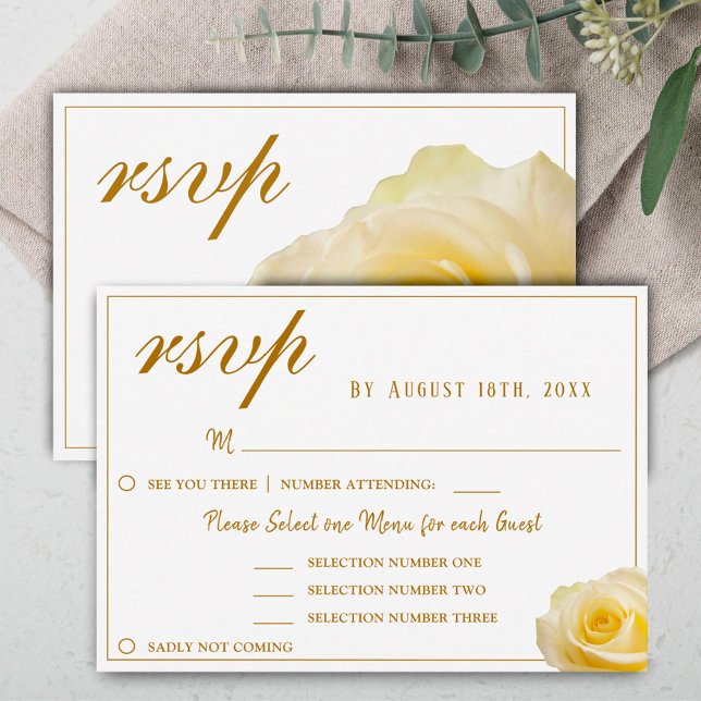 Boda floral de rosa amarillo Carta RSVP de elecció (Subido por el creador)
