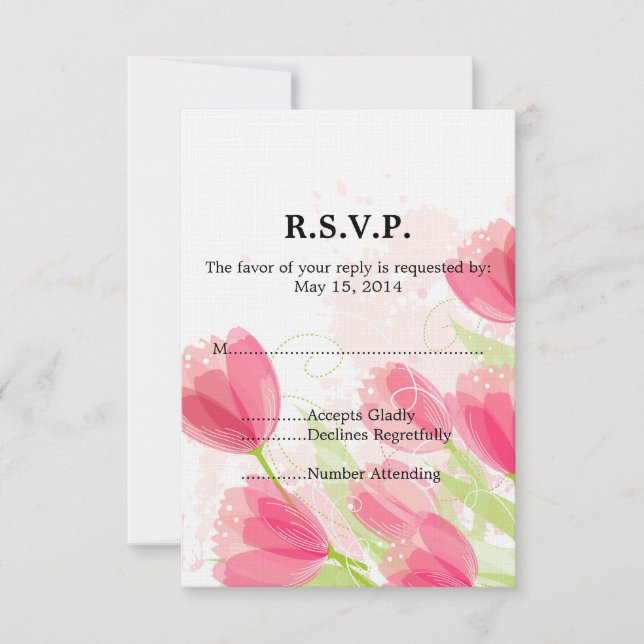 Boda floral de tulipanes rosados RSVP (Anverso)