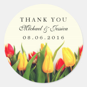 Boda Floral de Tulips coloridos Gracias Pegatinas