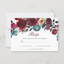 Boda floral de vino rojo borgoña RSVP
