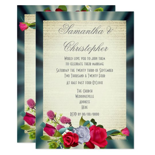 Boda floral del vintage del ramo de la flor invitación 12,7 x 17,8 cm