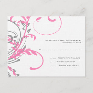 Boda floral doble rosa y gris RSVP